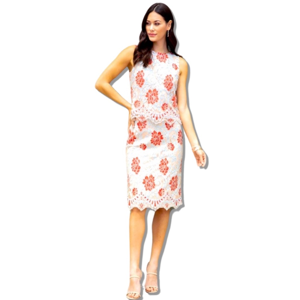 NWT Eva Franco Lace Rose Top & Skirt Two Piece Set